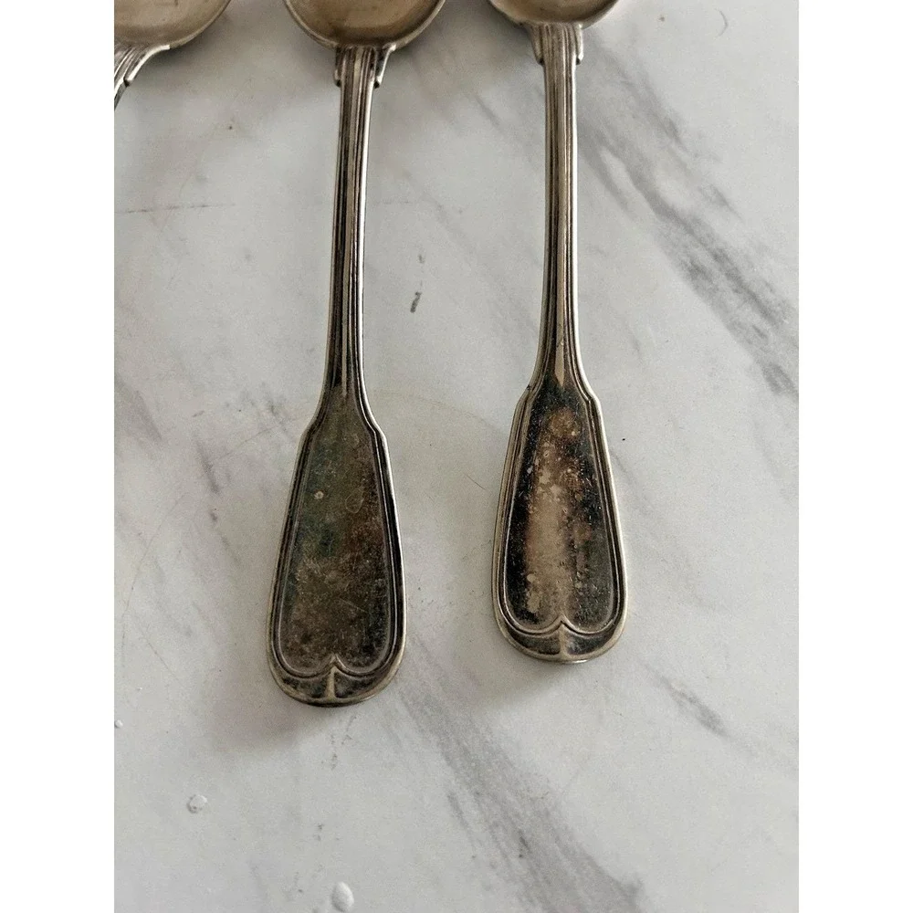 Antique Christofle France Silver Plated Dinner Serving Spoons Lot of 4 Fiddle A